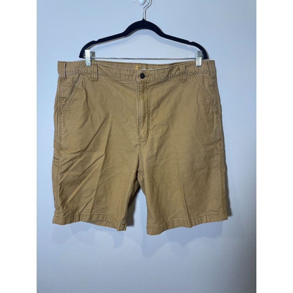 Carhartt Mens Khaki Relaxed Fit Shorts Casual Workwear Size 42 Brown Pockets